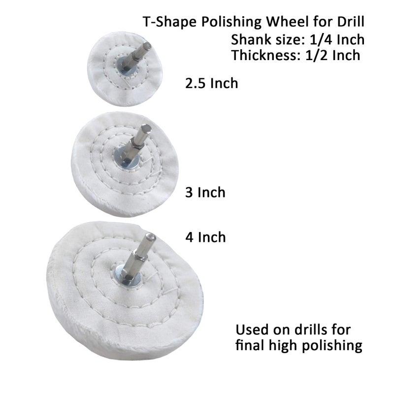 PR PURUI PURUI 13PCS Metal Buffing Polishing Wheel Kit for Drill,for Aluminum Brass Bronze Polish,Kit Includes:7PCS Mounted Buffing Polishing Wheels/4PCS Felt Bobs/2PCS Brown Tripoli & Blue Polishing Compound - Image 3